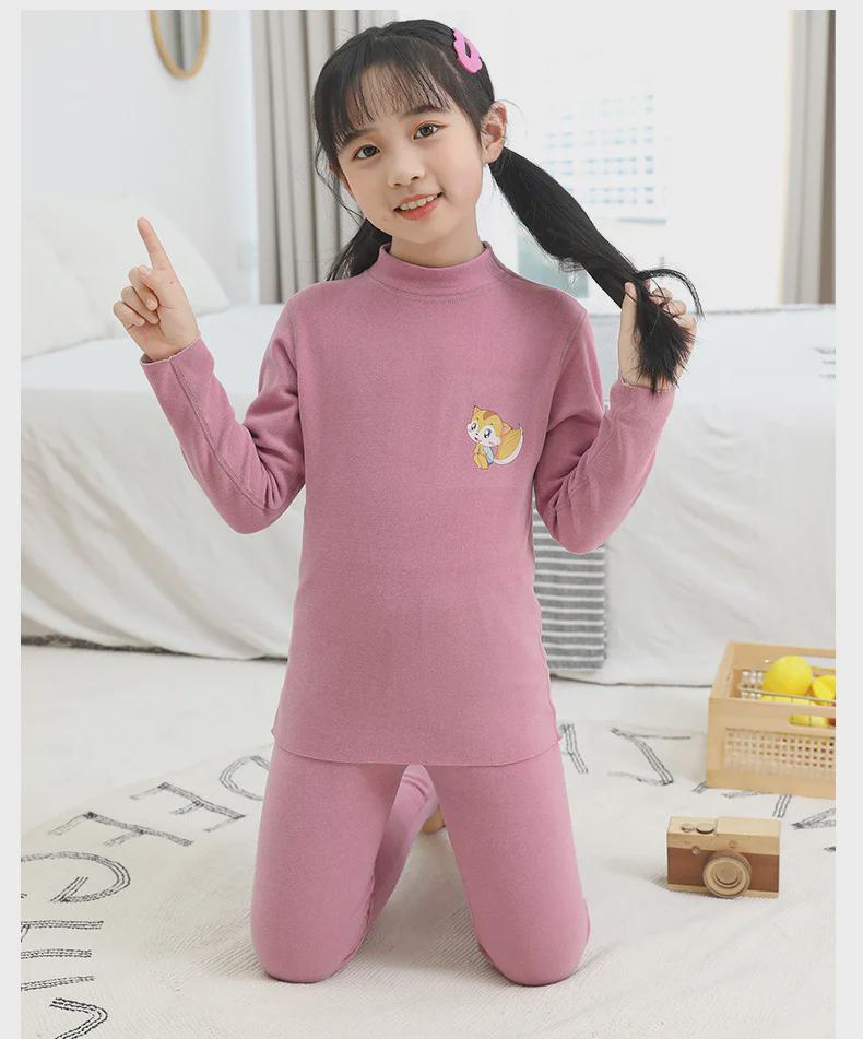 Thermo-Unterwäsche-Set für Kinder mit mittellangem Halsausschnitt – Frühjahr 2025, Flanellhosen für Kinder
