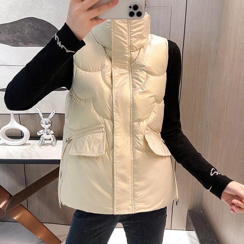 Хлопковый жилет женский осенне-зимний новый глянцевый студенческий корейский стиль — фото 7