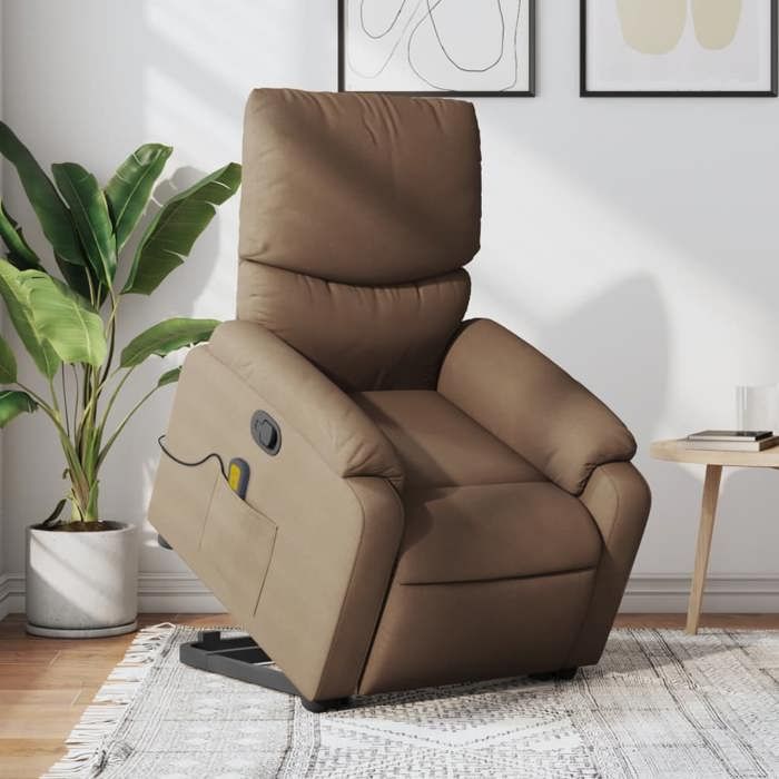VidaXL Reclining Massage Armchair Brown Fabric 3204840