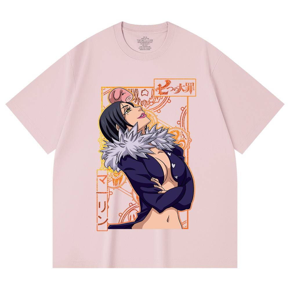230 Gsm 100% Cotton Seven Deadly Sins V9 Merlin Print Unisex Heavy Cotton T Shirt