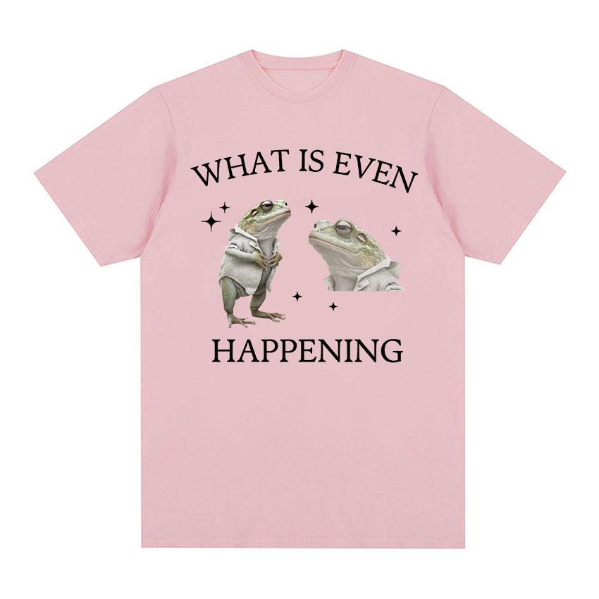 

Футболка What Is Even Happening Frog Funny Meme, мужские модные футболки в стиле ретро в стиле Харадзюку, повседневная футболка унисекс из 100% хлопка, футболка большого размера