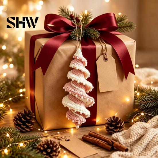 Relaxing Crafting Hobbies Christmas Ornament Crochet Kit, DIY Spiral Tree Starter Xmas Easy Craft Kits for Adults Kit Holiday Home Decoration,