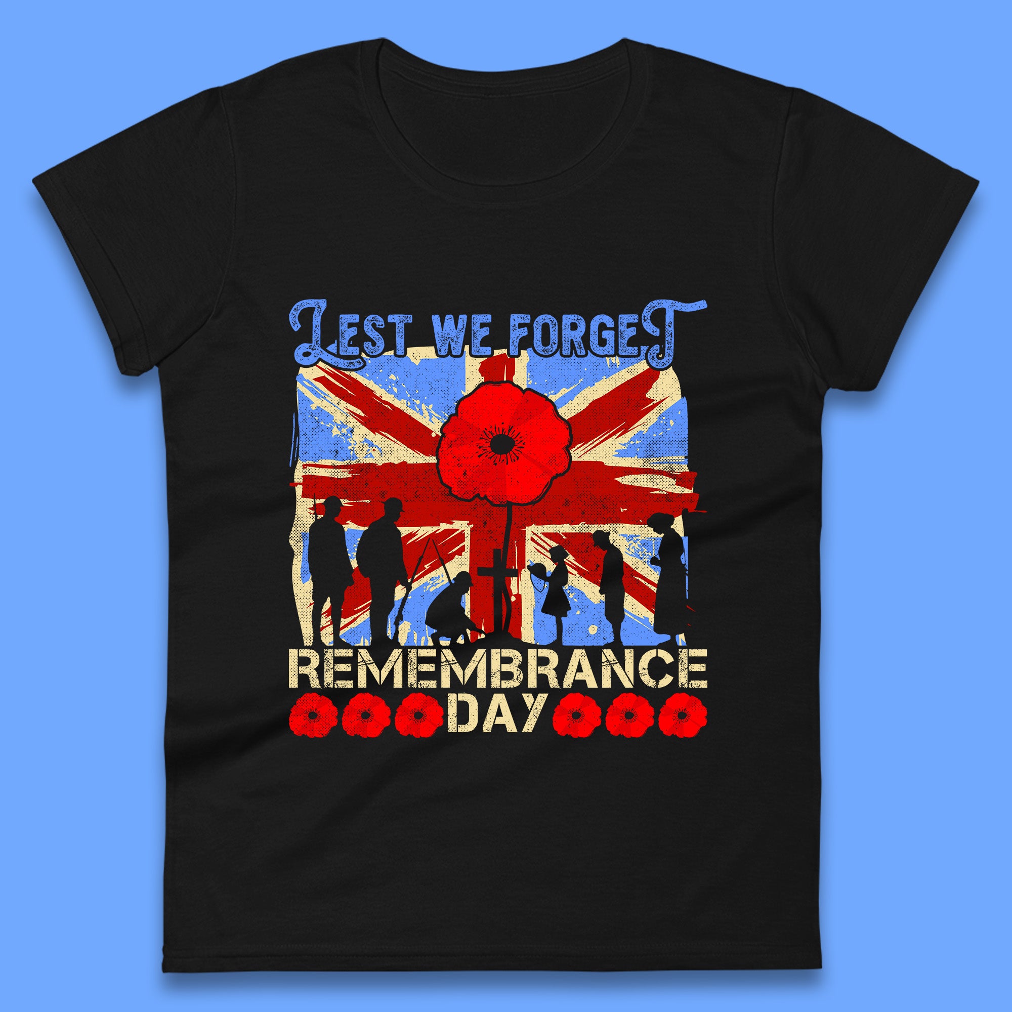

Lest We Forget British Armed Forces Union Jack Remembrance Day Poppy Uk Flag Royal Army Soldier Patriotic Womens Tee T Shirt Mens Tops Unisex Top S