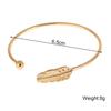 Open Cuff Women's Bangles Gold Color Metal Feather Shape Adjustable Open-Bangle Punk Fashion Hiphop Style Wrist Jewelry Pulseras