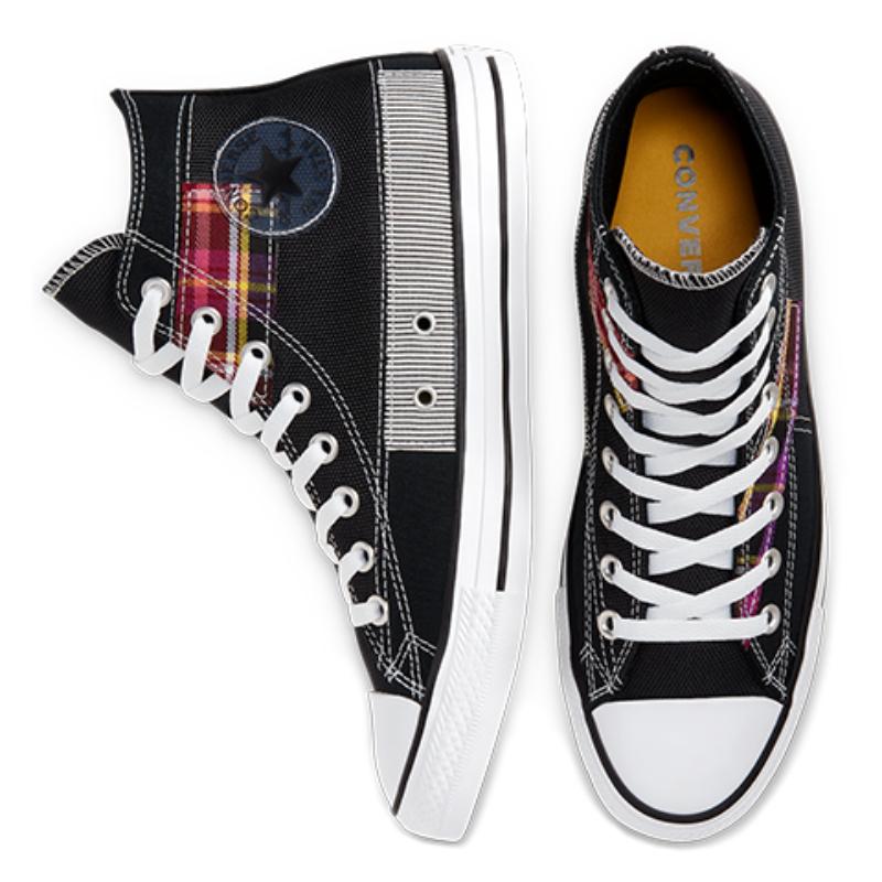 Converse Chuck Taylor All Star Vintage Casual Panelled High Top Canvas Shoes Unisex Black Rose Red