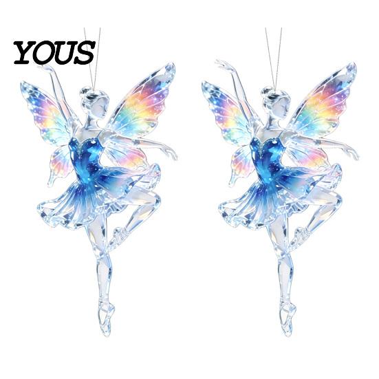 Hanging Ornaments for Trees 2Pcs Glitter Ballet Girl Keychain, 2D Acrylic Pendant Bag Backpack, Sparkling Keychain Decorative Pendants Dancer