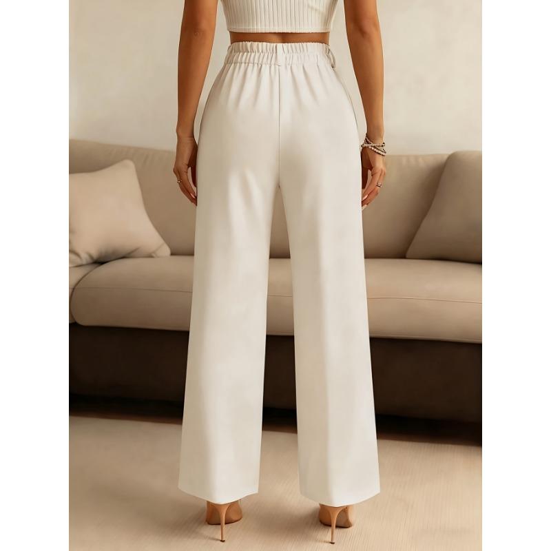 Pantaloni Eleganti da Donna a Vita Alta Gamba Dritta per Completo da Ufficio