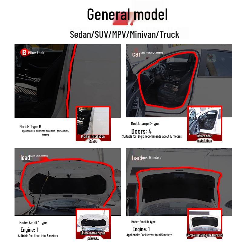 Car Door Noise Reduction Rubber Seal - Soundproof, Windproof, Dustproof, & Waterproof.