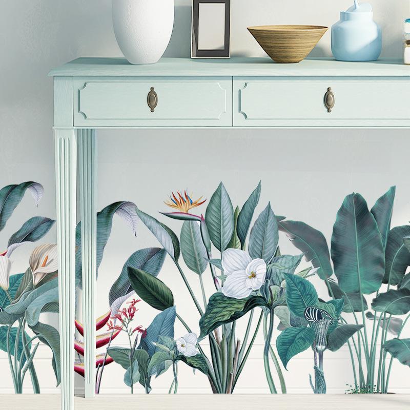 Nordic Fresh Plant Wall Stickers - Verdant Self-Adhesive Wallpaper for Bedroom Decor