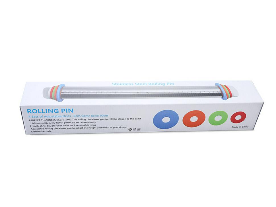 17" Adjustable Stainless Steel Rolling Pin with Thickness Scale