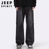 JEEP SPIRIT Men's American High-Street Wide-Leg Pleated Jeans