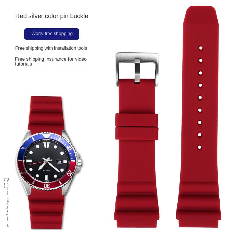 Silikonarmband 22 mm För CASIO swordfish dykklocka MDV-106 MDV-107 MTP-VD01D efr-303l klockarmband Orange grön herrarmband