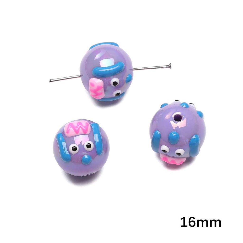 Acrylic Three-Dimensional Painted Beads Cartoon Colorful Hand-Painted Beads DIY Bracelet Mobile Phone Chain Accessories Fashion Handmade