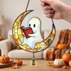 Pumpkin Design Acrylic Wall Hanging Mini Town Design Car Rearview Mirror Decoration  For Halloween