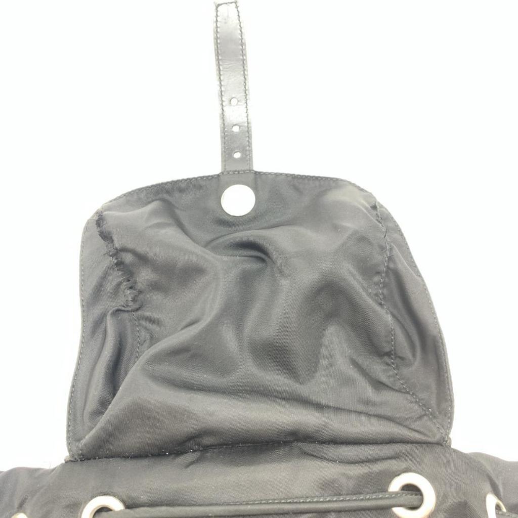 PRADA Tessuto Nylon Rucksuck Backpack Daypack Leather Black Women's Triangle Logo Plate
