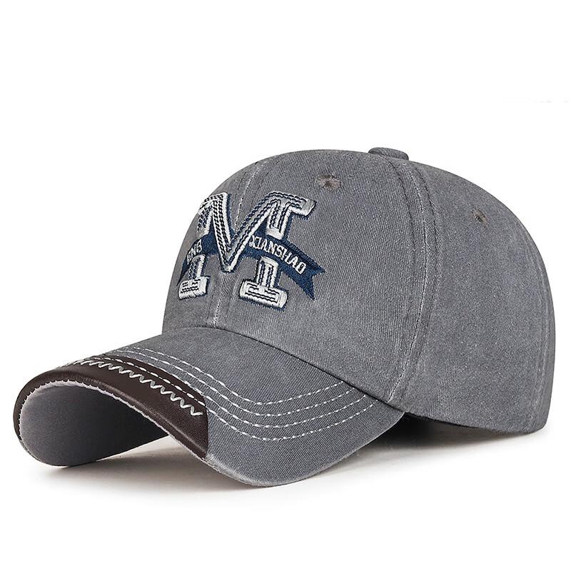 Zhen Yueqi Washed Big M Embroidery Baseball Cap
