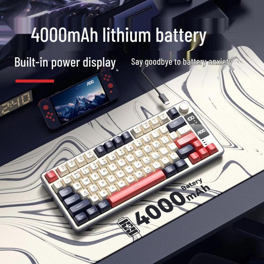 AOC GK300 Kabelloses Tri-Mode RGB Tastatur & Maus Set - Mechanisches Gefühl für Gaming und Bürogebrauch mit Bildschirm