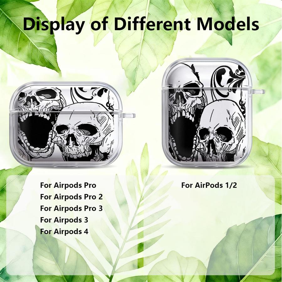 Case For Airpods Pro2 Pro 4 1 Pro3 2 3 Clear Earphone Cases Cover Creative Skull Art