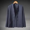 Men's Retro Chinese-Style Stand Collar Long Sleeve Linen Shirt