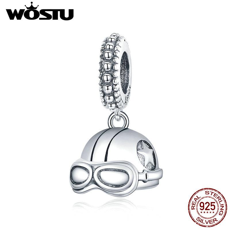 

WOSTU Стерлингового Серебра 925 Красочные Ретро Шлем Шарм Бусины для Оригинального Браслета DIY Ювелирные Изделия 925 silver