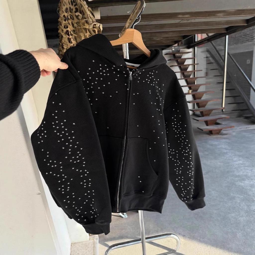 Unisex Winter-Sweatshirt mit Sternenprint – Amerikanischer High-Street-Stil