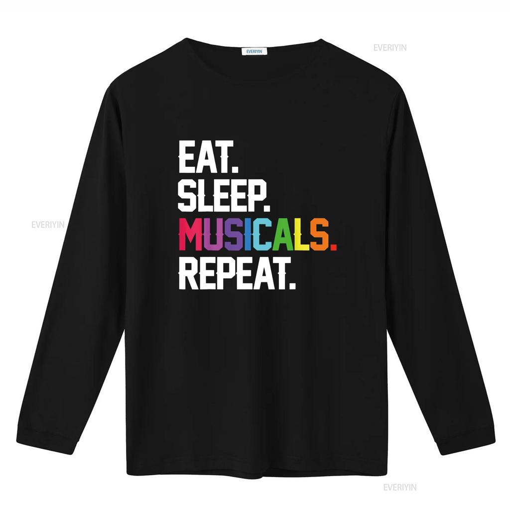 Musicals Eat Sleep Repeat T Shirt vintage Washed Slightly graphic Versatile Top For Everyday Wear streetwear designer clothes