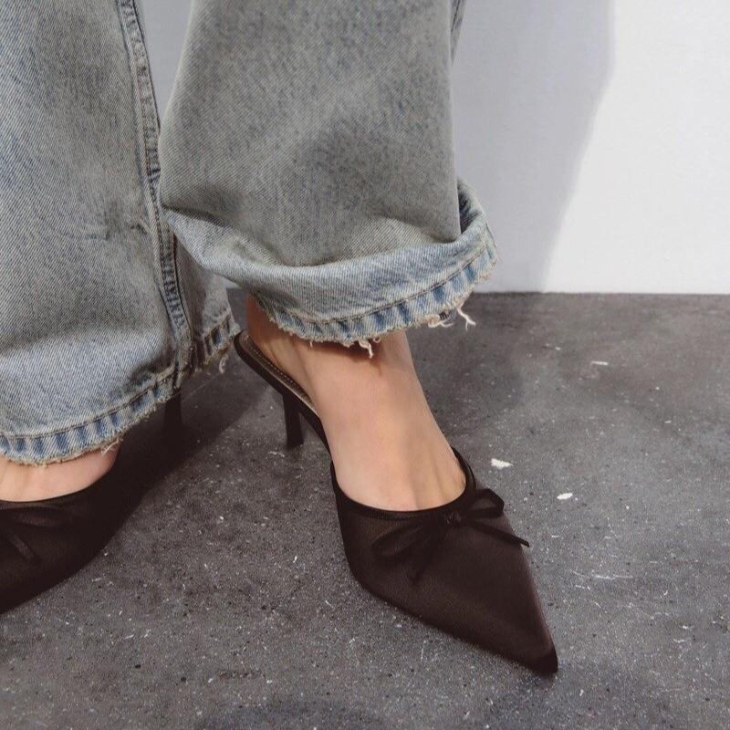 Designer Luxury Sexy Thin High Heel Summer Women Slippers Fashion Cover Toe Dress Slides Ladies Stripper Party Sandals