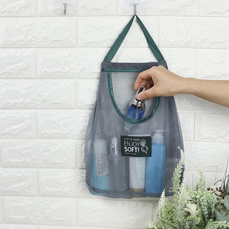 2pc Ventilated Mesh Storage Bags for Garlic, Potatoes, Onions - Durable Plastic Hanging Organizer for Kitchen & Pantry&bathroom, Non-Food Contact Safe