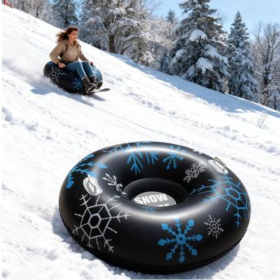 Heavy-Duty Inflatable Snow Tube 35.43in Thickened PVC Sled with Double Handles Winter Sledding Tube for Ski Hill, Snow Games