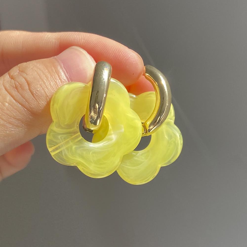 2024 neue Multicolor Transparent Acryl Harz Marmorierung Blume Tropfen Ohrringe für Frauen Gold Farbe Ohr Schnalle Mode Schmuck