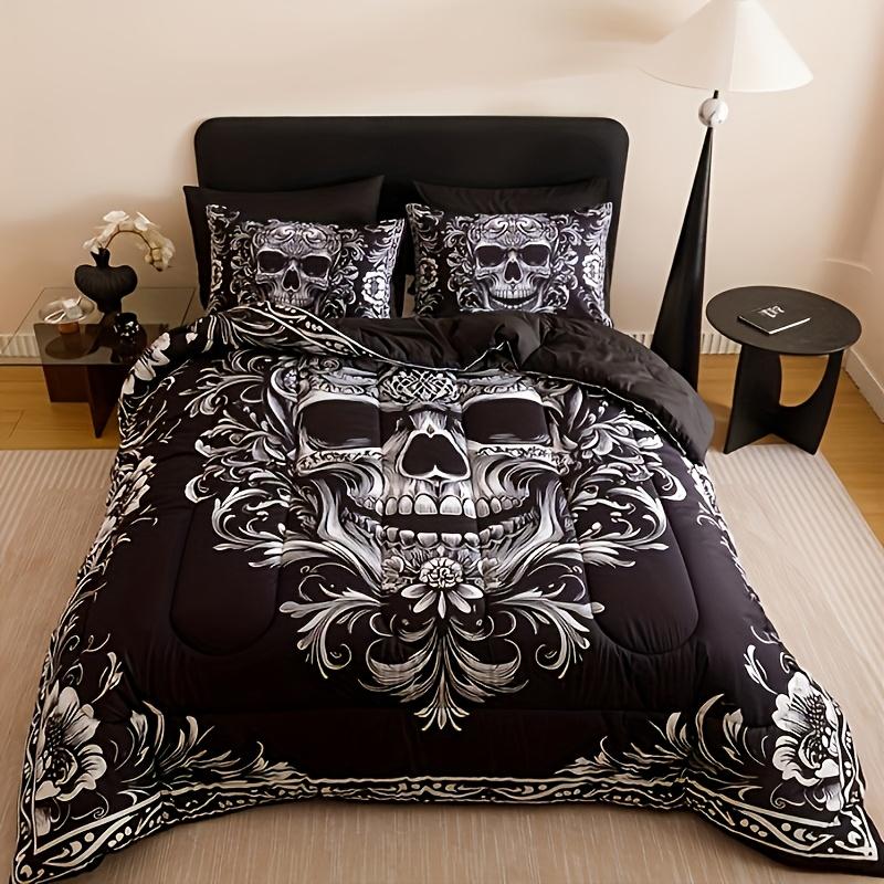 

Black White Design Skull Victorian Baroque Gothic Return to The Ancients (1 Comforter +2 Pillowcases Without Pillow Core)At Home EU Twin(135x200cm)