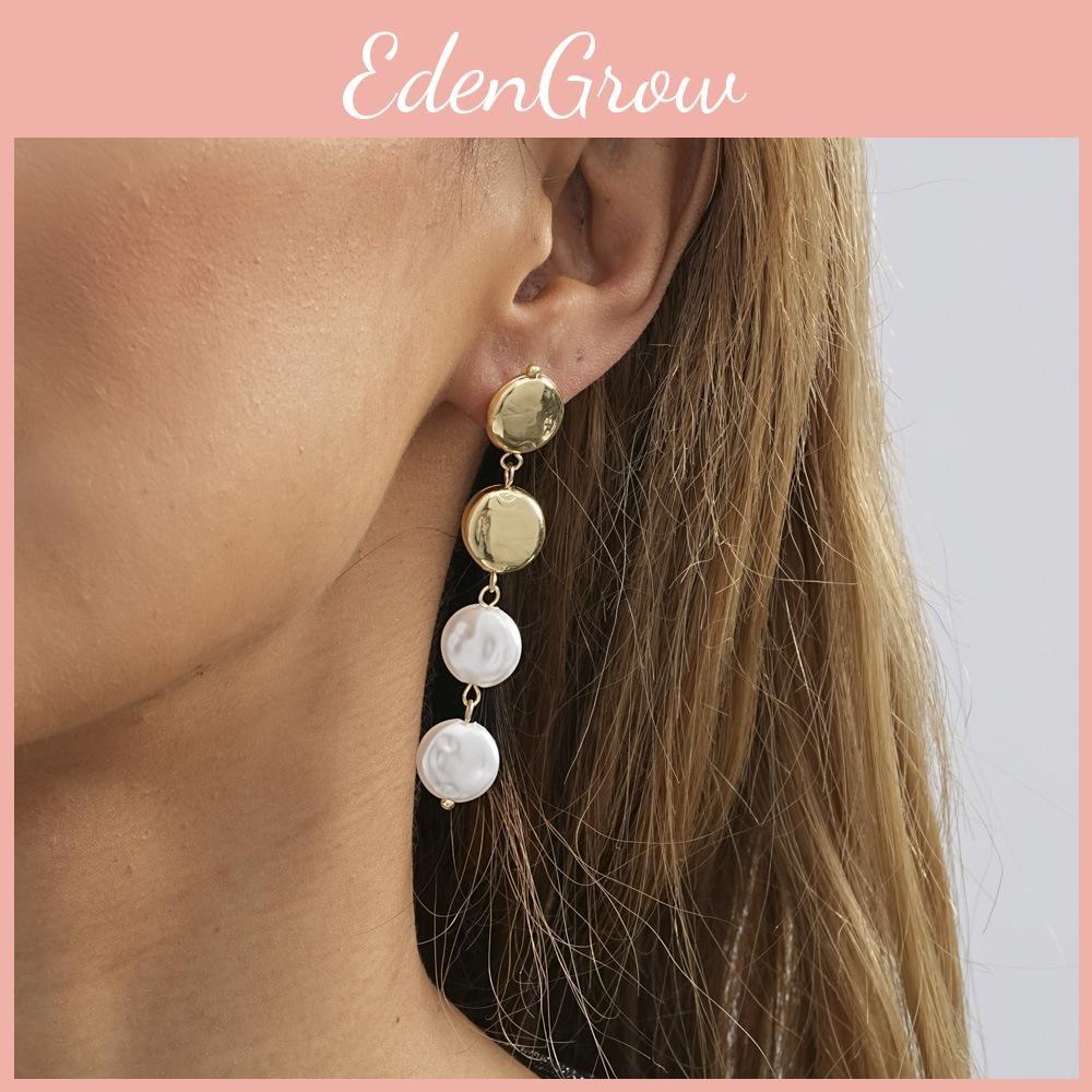 Trendy 2023 Gold Geometric Earrings Minimalist Long Faux Pearl Winter Jewelry