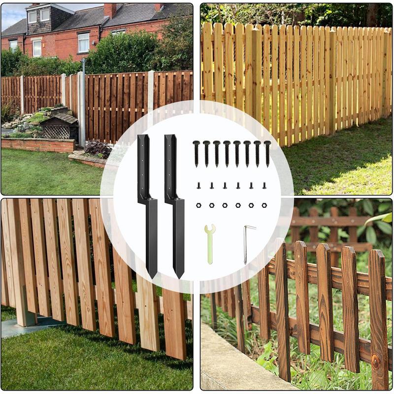 Fence Repair Kit 2X Thickened Metal Fence Support Stakes Solid Ground Spike Quick Fix Post Stabilizer For Repair Tilted Broken