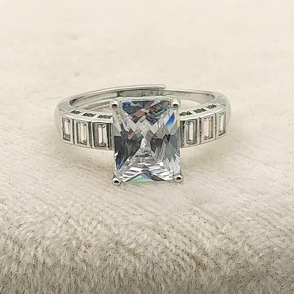 Rectangle Zircon Ring Women'S Inlaid High Carbon Diamond Light Luxury Versatile Niche Design High-Grade Pink Diamond Ring