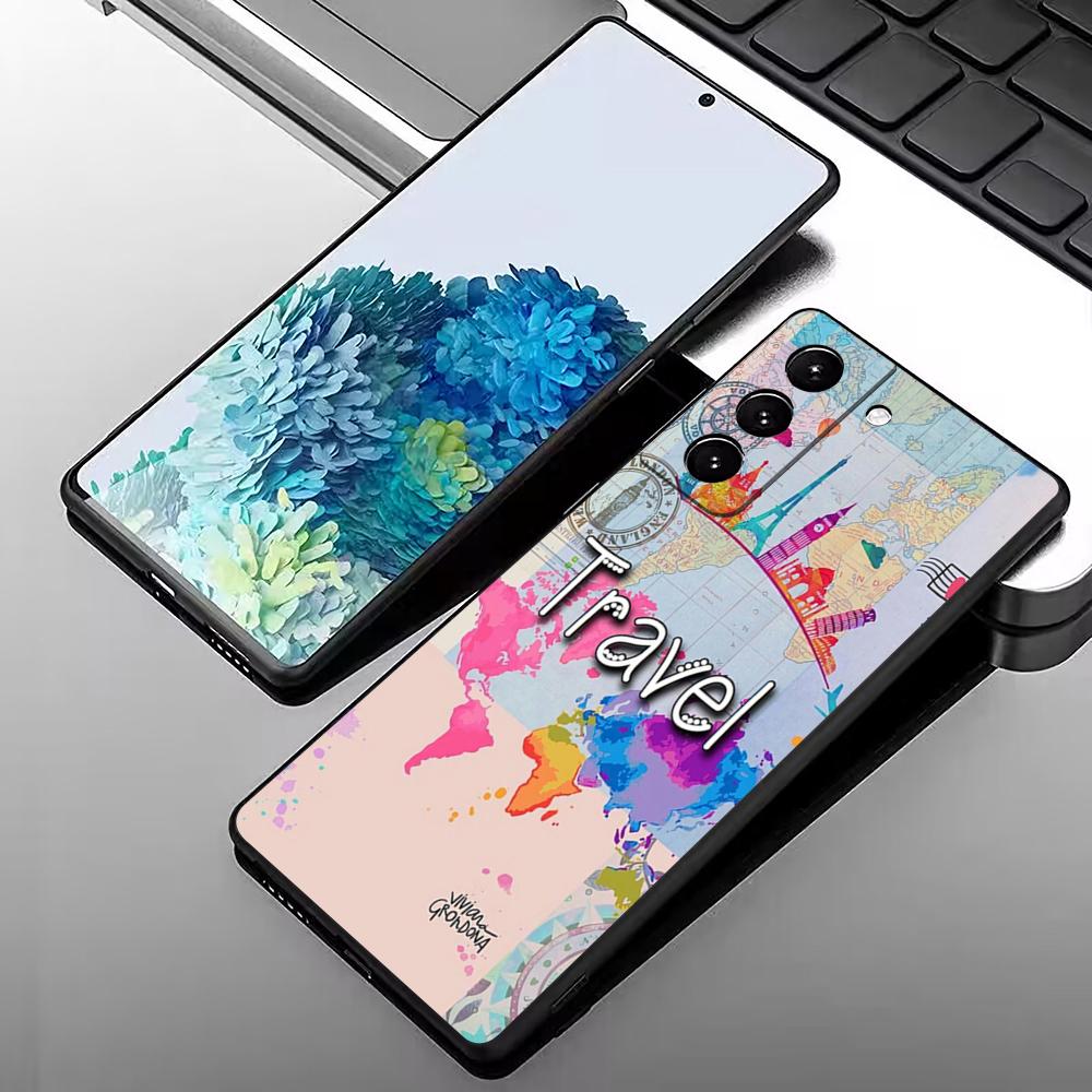 Travel Airplane Route Phone Case For Samsung S25 Edge 24 23 22 21 20 Ultra Plus Fe Galaxy A54 53 34 25 16 Silicon Cover