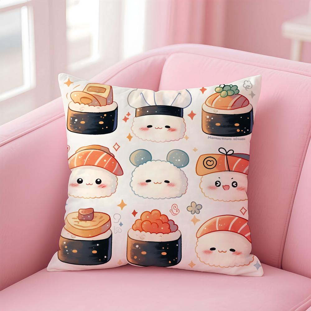 Mini Japanese Food Art Cute Sushi Cushion Cover Pillow Case Soft Skin Friendly Fabric  Concealed Zipper 30X30cm