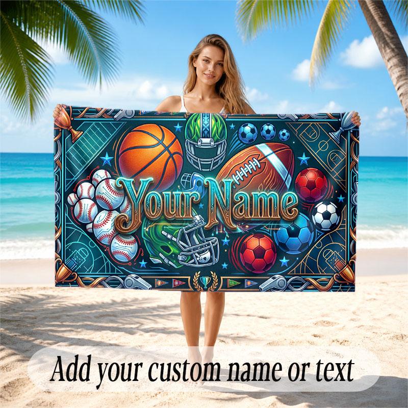 Other Similar Designs Theme Beach Towel Personalized Custom Name & Text Soft Quick Dry Beach Towel for Swimming Travel