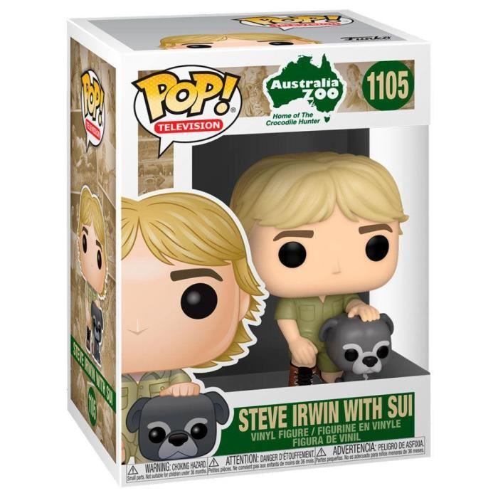 Figurine POP Steve Irwin avec Sui - FUNKO - Jouet de collection - 9cm - Noir