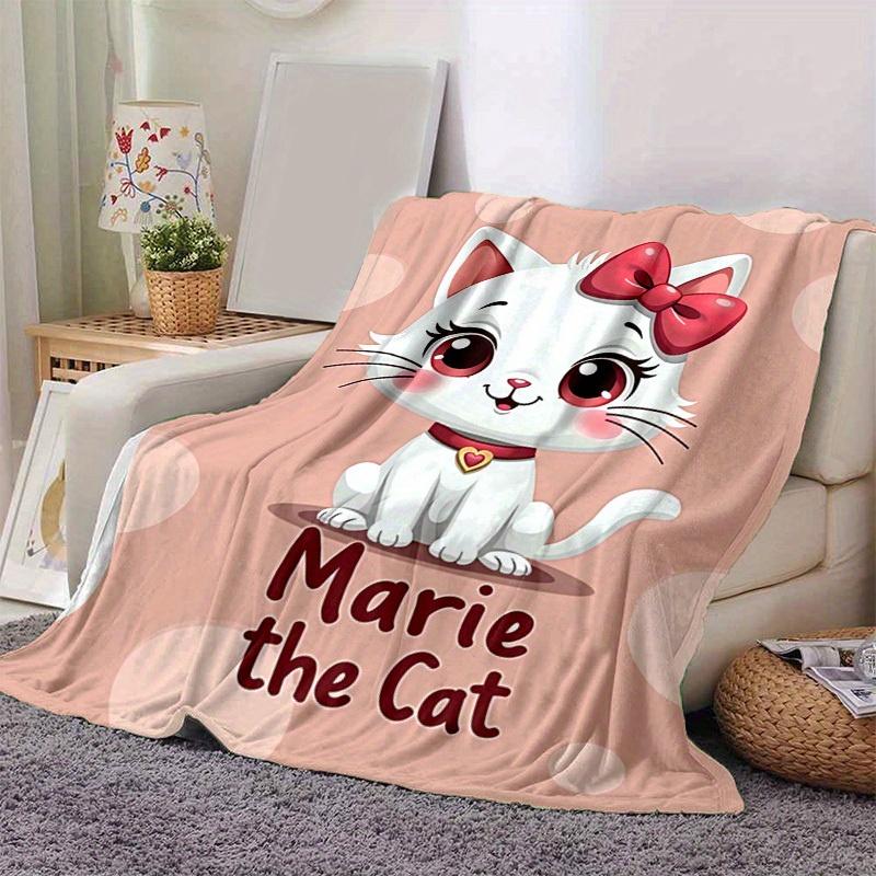 

1pc, Cute Cartoon Cat Blanket - Marie the Cat Design, Cartoon Blanket, for Decorating Your Own Sofa and Living Room, Super Soft Flannel, for 100x150cm