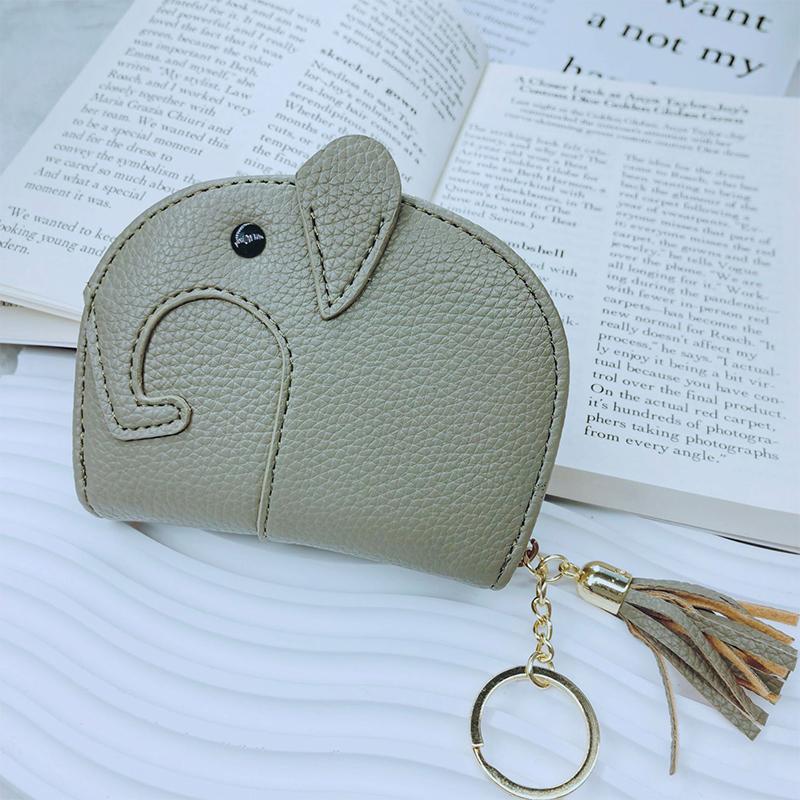 

Сумка для карт из искусственной кожи с рисунком личи и головой слона, сумка для денег, женский кошелек для монет, брелок для ключей, сумки для хранения на молнии