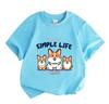 Toddler Boys Girls 100% Cotton Short Sleeve Crew Neck T-Shirt, Adorable Corgi Simple Life Printed Casual Soft Breathable Summer Tee for Daily Wear