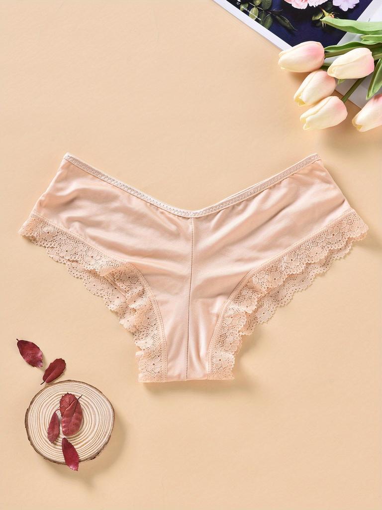 Lace Trim Hipster Panties, Cross Hollow Out Breathable Intimates Panties, Women's Lingerie & Underwear