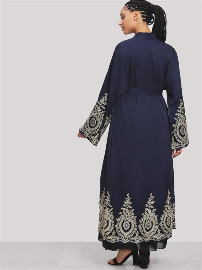 Dubai Abaya Europäische und amerikanische Spitzenstich-Mode-Strickjacke-Robe 1495