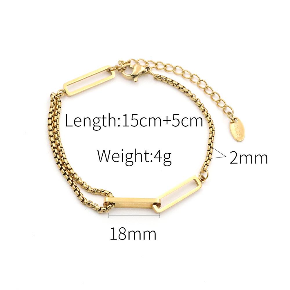 Wind Rectangular Geometric Hollow Splicing Chain Bracelet Women'S 18K Electroplated Titanium Steel Hand Jewelry