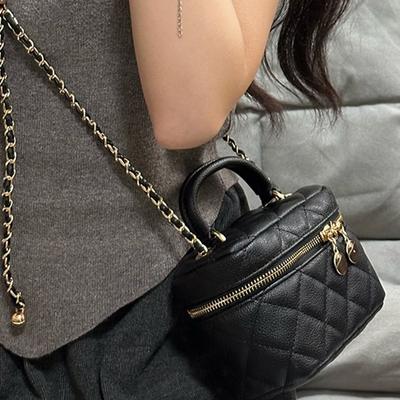 New Xiaoxiang Style High-end Diamond Grid Crossbody Bag, Women's Commuting Chain Box, Makeup Small Square Bag