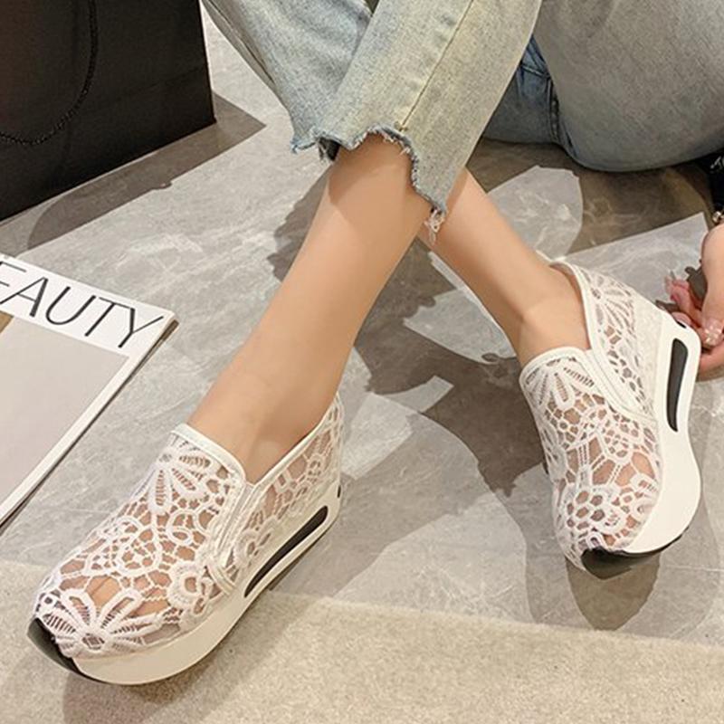Fashion Classic Black Embroider Sneakers for Women 2025 Comfortable Breathable Mesh Casual Shoes Woman Lightweight Platform Shoes Mujer