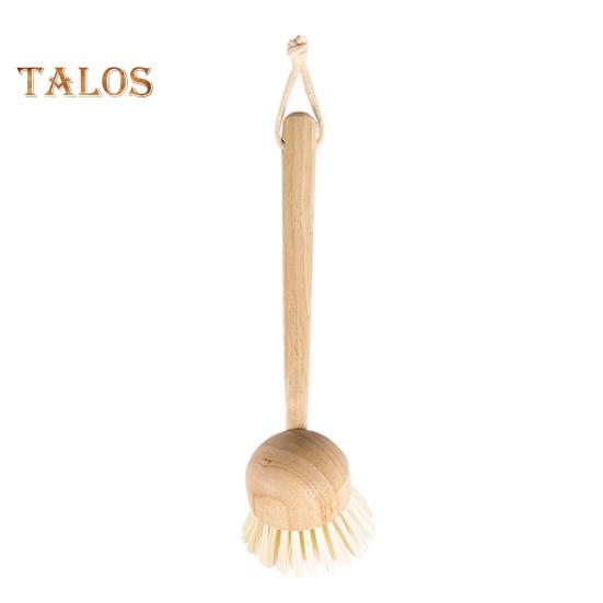 Štětec na květináče s ergonomickou dlouhou/krátkou kulatou rukojetí Dřevěný čisticí štětec s vysokou hustotou štětec na odstraňování skvrn