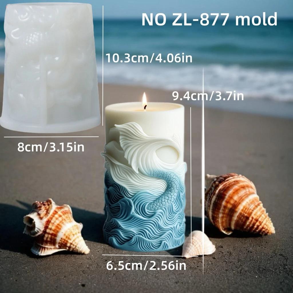 

2025 ocean wave foam cylindrical candle silicone mold whale dolphin relief cylindrical candle mould gypsum resin molds