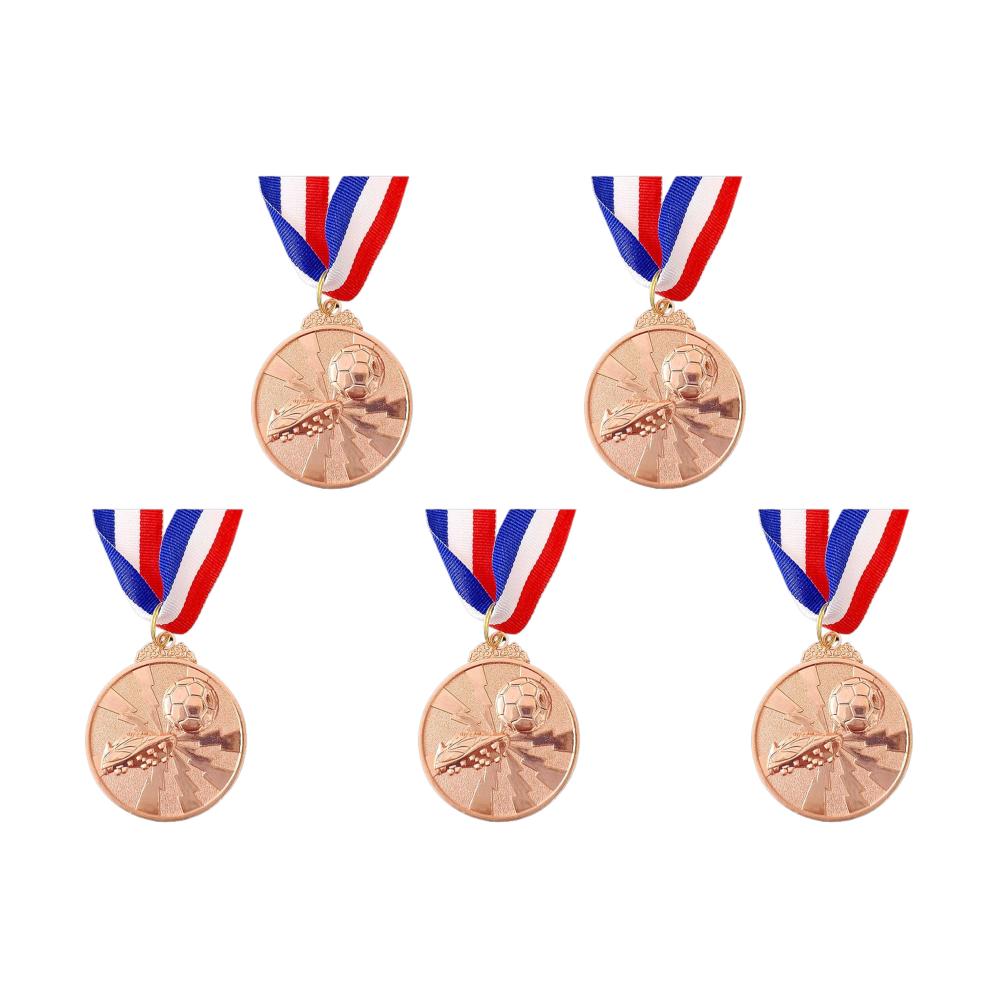 1/5/10PCS Gold Silver Bronze Award Medals 2 Inch Zinc Alloy Football Medals with Neck Ribbon for Sports Competitions Celebration