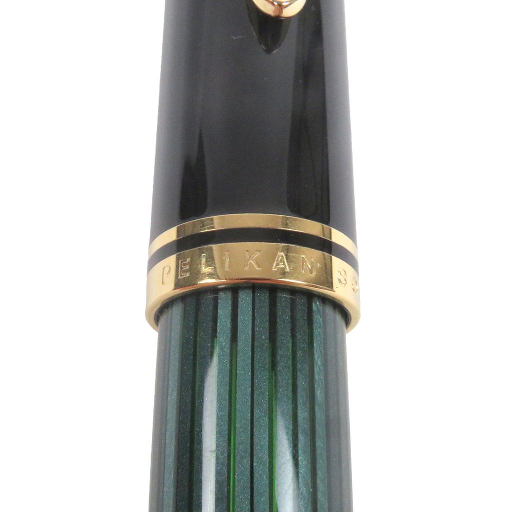 Excellent PERIKAN fountain pen Souverene M800 Cap type Green Stripe 18K mens Used